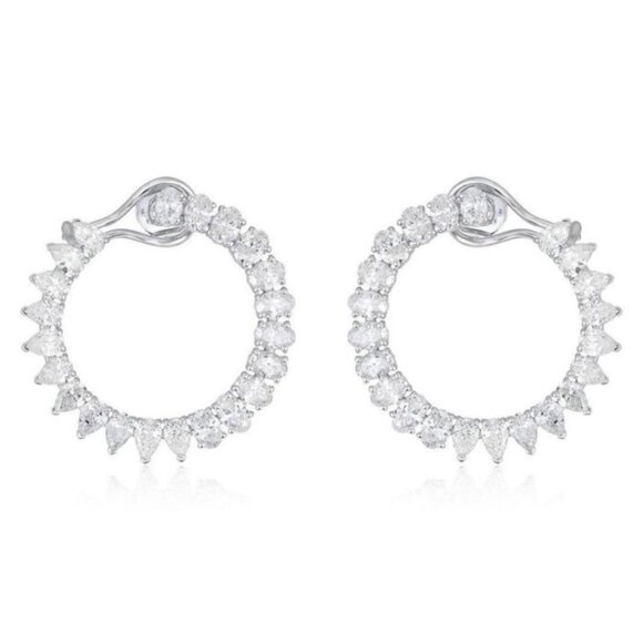 Timeless 18K White Gold Diamond Hoop Earrings Radiant Horizon 18K White Gold Hoops Earrings